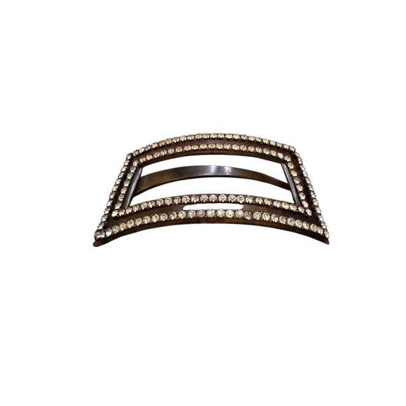 Antique Celluloid Faux Tortoise And Rhinestone Hair Clip (A8727) - Picture 3 of 6